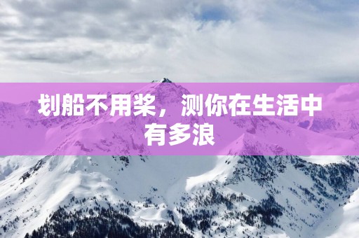 划船不用桨，测你在生活中有多浪