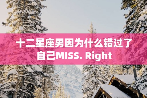 十二星座男因为什么错过了自己MISS. Right