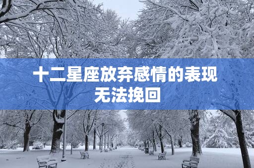 十二星座放弃感情的表现 无法挽回