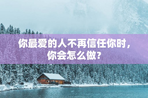 你最爱的人不再信任你时，你会怎么做？