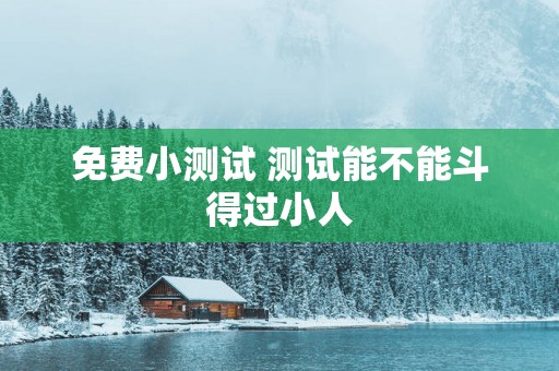 免费小测试 测试能不能斗得过小人