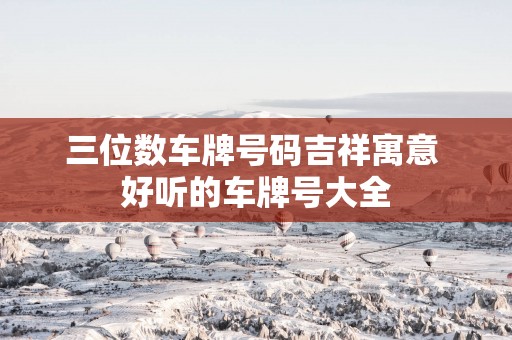 三位数车牌号码吉祥寓意 好听的车牌号大全