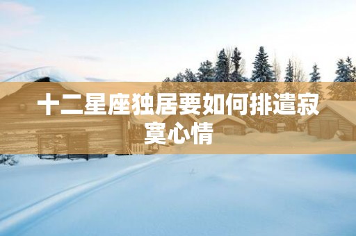 十二星座独居要如何排遣寂寞心情