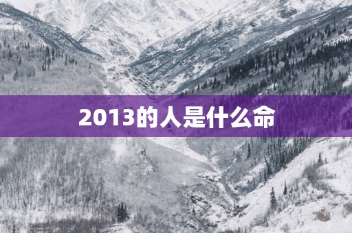 2013的人是什么命