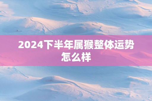 2024下半年属猴整体运势怎么样