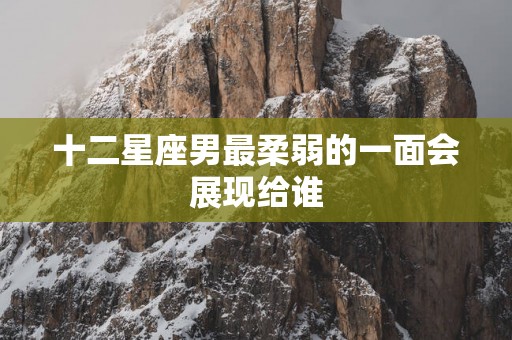 十二星座男最柔弱的一面会展现给谁