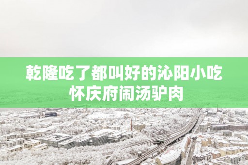 乾隆吃了都叫好的沁阳小吃 怀庆府闹汤驴肉