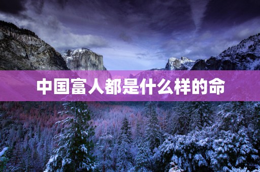 中国富人都是什么样的命