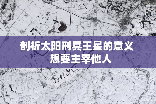 剖析太阳刑冥王星的意义   想要主宰他人