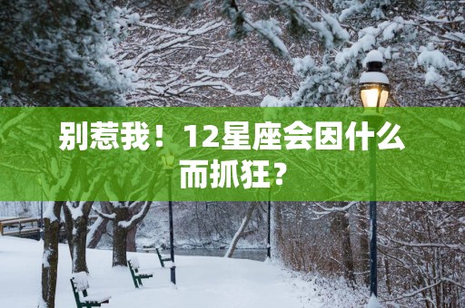 别惹我！12星座会因什么而抓狂？