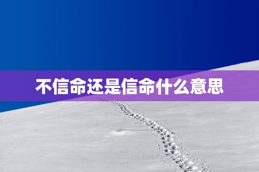 不信命还是信命什么意思