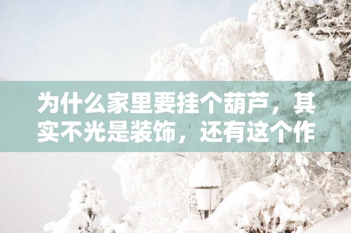 为什么家里要挂个葫芦，其实不光是装饰，还有这个作用...