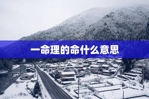 一命理的命什么意思