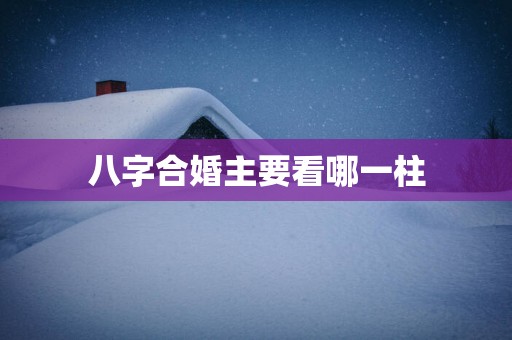 八字合婚主要看哪一柱