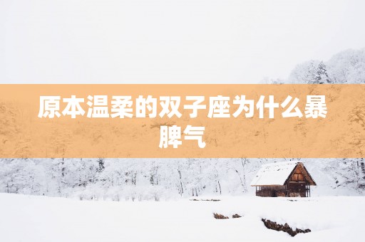 原本温柔的双子座为什么暴脾气