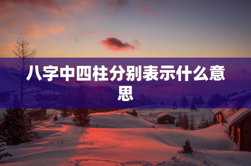 八字中四柱分别表示什么意思