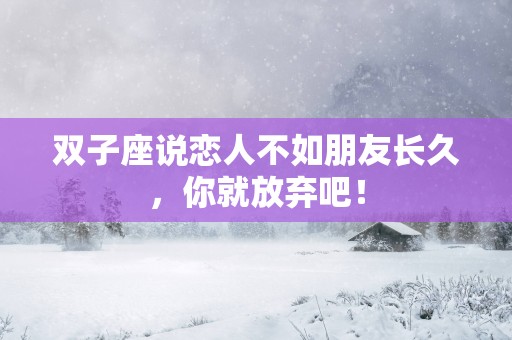 双子座说恋人不如朋友长久，你就放弃吧！