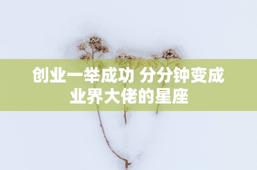 创业一举成功 分分钟变成业界大佬的星座