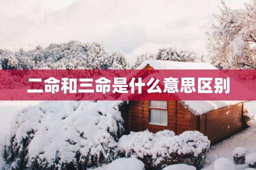 二命和三命是什么意思区别