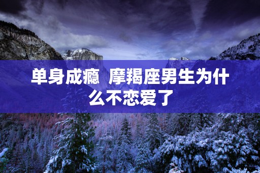 单身成瘾  摩羯座男生为什么不恋爱了