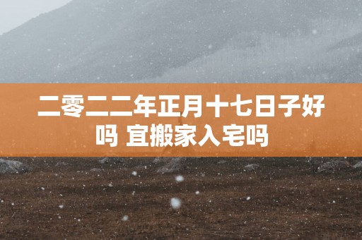 二零二二年正月十七日子好吗 宜搬家入宅吗
