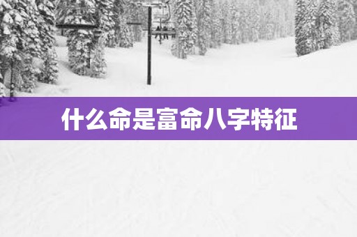什么命是富命八字特征