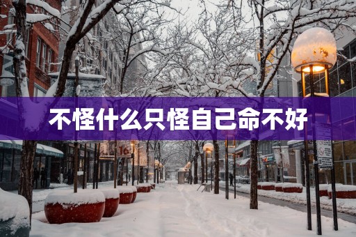 不怪什么只怪自己命不好