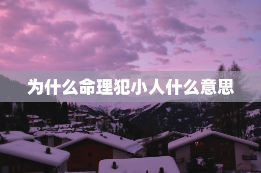 为什么命理犯小人什么意思