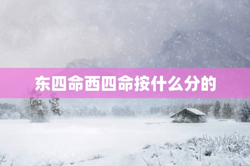 东四命西四命按什么分的