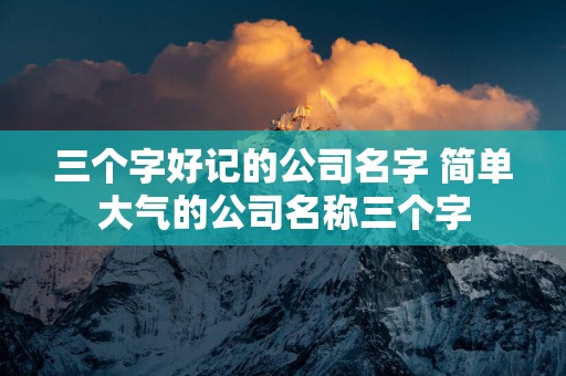 三个字好记的公司名字 简单大气的公司名称三个字