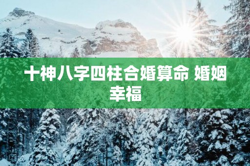 十神八字四柱合婚算命 婚姻幸福
