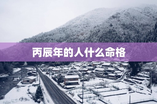 丙辰年的人什么命格