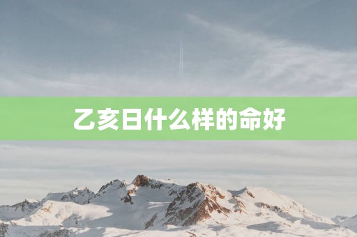 乙亥日什么样的命好