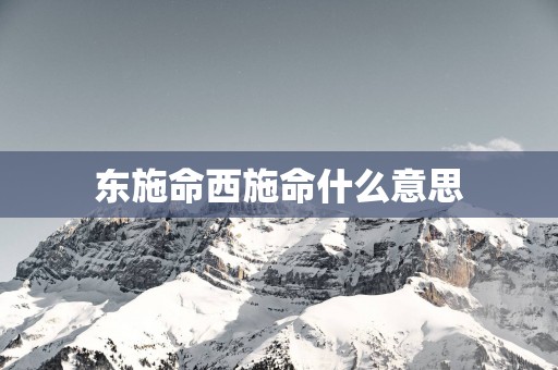 东施命西施命什么意思