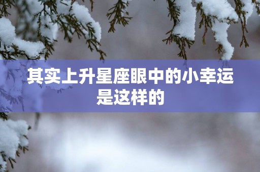 其实上升星座眼中的小幸运是这样的