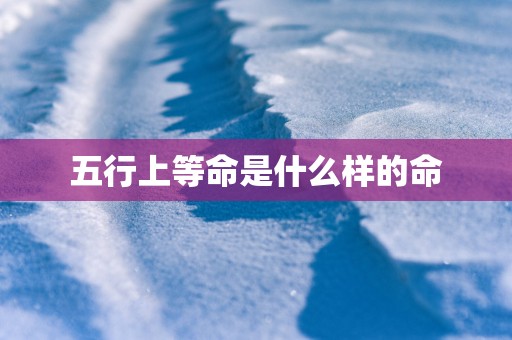 五行上等命是什么样的命