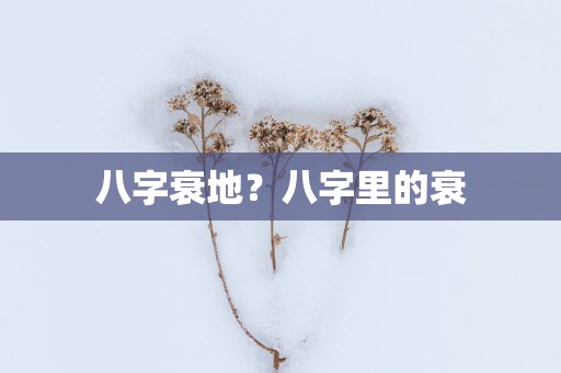 八字衰地？八字里的衰
