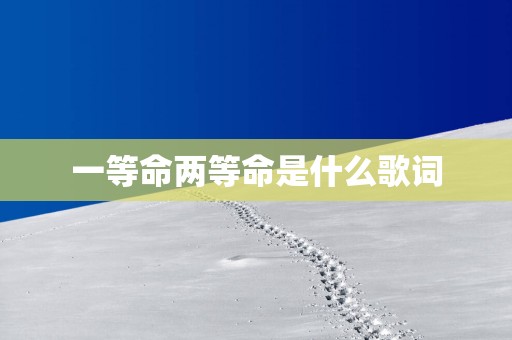 一等命两等命是什么歌词