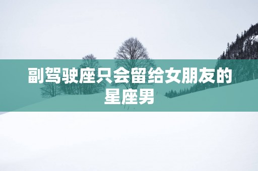 副驾驶座只会留给女朋友的星座男