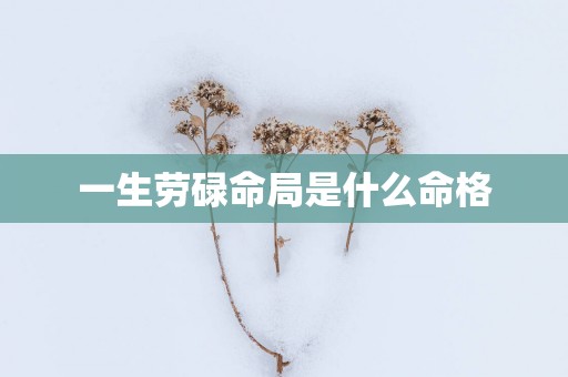 一生劳碌命局是什么命格
