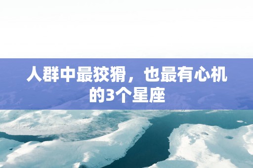 人群中最狡猾，也最有心机的3个星座