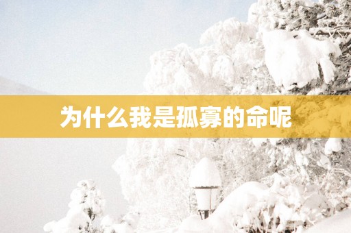 为什么我是孤寡的命呢
