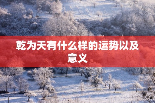 乾为天有什么样的运势以及意义