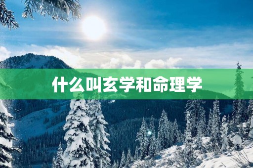 什么叫玄学和命理学 什么叫玄学和命理学