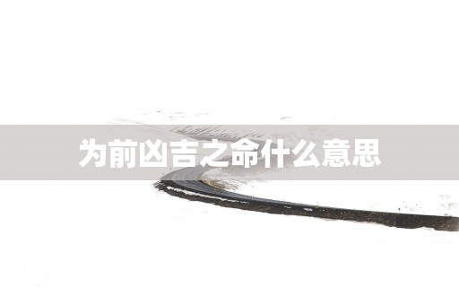 为前凶吉之命什么意思