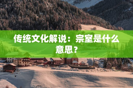 传统文化解说：宗室是什么意思？