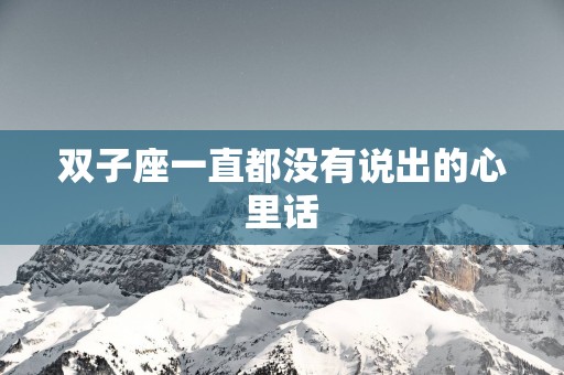 双子座一直都没有说出的心里话