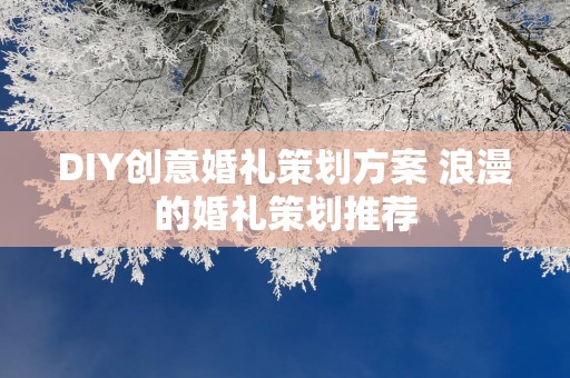 DIY创意婚礼策划方案 浪漫的婚礼策划推荐