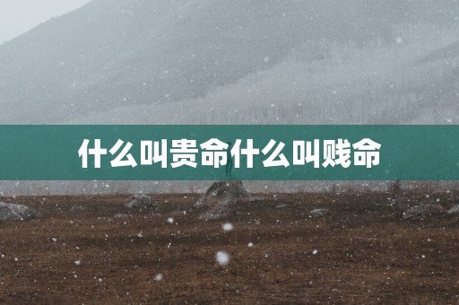 什么叫贵命什么叫贱命