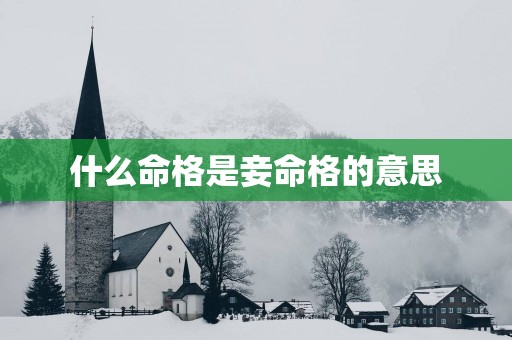 什么命格是妾命格的意思